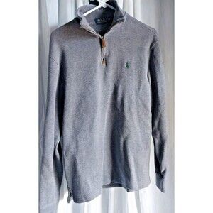 Polo Ralph Lauren 41381 Cotton Gray Quarter Zip Pullover Sweater Mens Medium